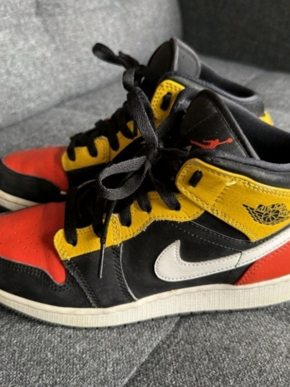Nike Women's Mid-Top Sneakers in Black, Yellow & Red